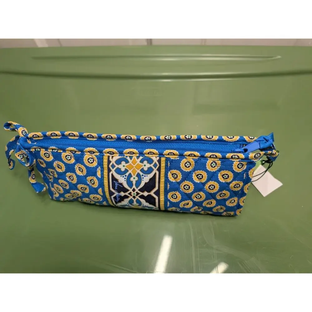 Vera Bradley Riviera Blue Small Bow Zip Cosmetic Bag Retired 2008